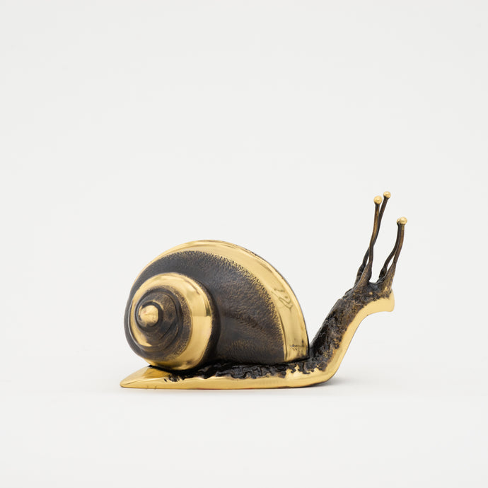 Handmade Cast Brass Snail Paperweight, Large