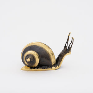 Handmade Cast Brass Snail Paperweight, Large