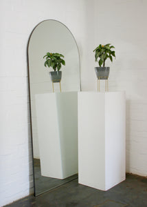 Arcus™ Arch shaped Oversized Wall-leaning Modern Mirror with a Brass Frame