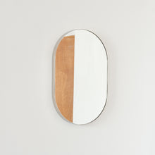 Capsula™ Capsule shaped Mirror with Modern Nickel Plated Frame, Customisable