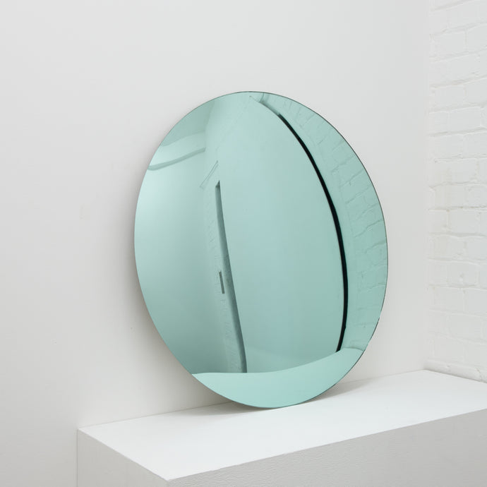 Orbis™ Round Light Green Tinted Contemporary Convex Frameless Mirror