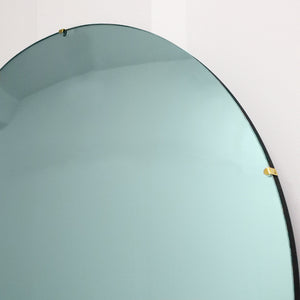 Orbis™ Round Light Green Tinted Contemporary Convex Frameless Mirror
