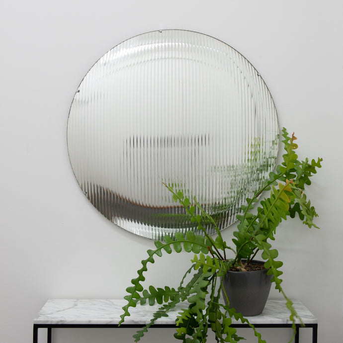 Orbis™ Round Reeded Glass Convex Frameless Mirror with Clips