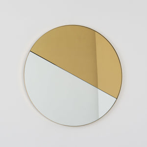 20% off Ready to Ship - Orbis Dualis Mixed Tint Gold + Silver Contemporary Round Mirror with Brass Frame