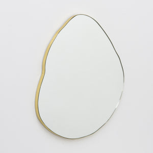 Ergon™ Organic Shaped Modern Mirror with a Brushed Brass Frame