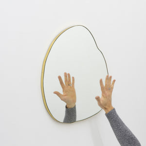 Ergon™ Organic Shaped Modern Customisable Mirror with a Brushed Brass Frame