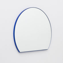 20% off Ready to Ship - Orbis Trecus Cropped Circular Modern Mirror with a Blue Frame