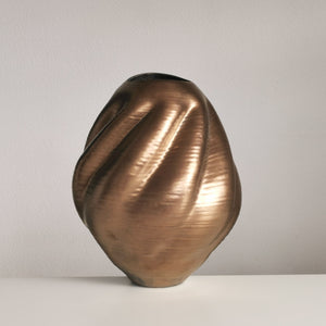 Large Gold Wave Form, Unique Contemporary Ceramic Sculpture Vessel N.80