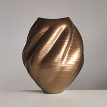 Large Gold Wave Form, Unique Contemporary Ceramic Sculpture Vessel N.80
