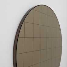 Orbis™ Bronze Tinted Round Mirror with an Etched Grid and a Patina Frame