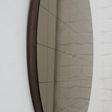 Orbis™ Bronze Tinted Round Mirror with an Etched Grid and a Patina Frame