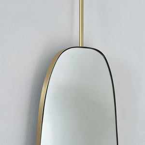 Ceiling Suspended Organic Shaped Mirror with Elegant Brass Frame