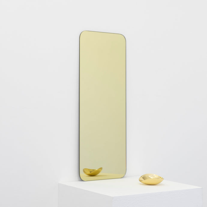 In Stock Quadris Gold Tinted Rectangular Minimalist Frameless Mirror