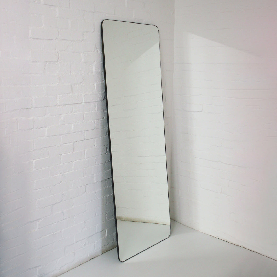 Wall Leaning Quadris™ Floor Mirror with a Bronze Patina Brass Frame