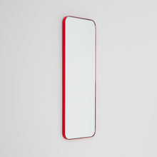 Quadris™ Rectangular Modern Customisable Mirror with a Red Frame