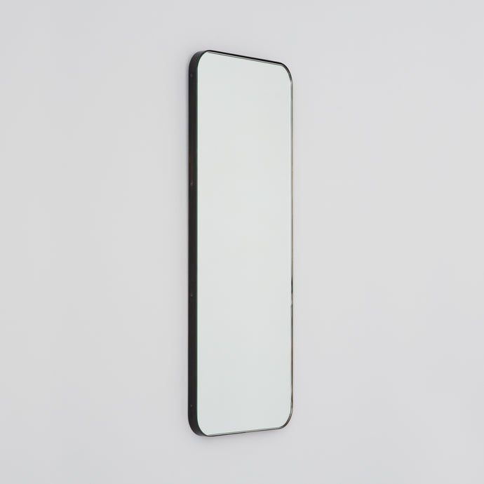 Quadris™ Rectangular Modern Mirror with a Patina Frame