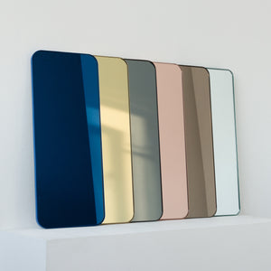 Quadris™ Rectangular Modern Customisable Mirror with a Red Frame
