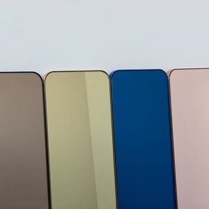 Quadris™ Rectangular Blue Tinted Contemporary Mirror with a Blue Frame