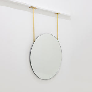 Orbis™ Frameless Ceiling Hanging Suspended Round Mirror with Two Rods