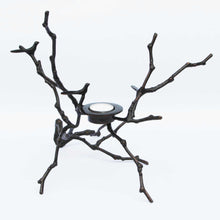 Bronze Cast Magnolia Twig Tealight Candle Holder With Dark Patina, Tall