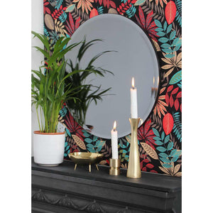 Orbis™ Bevelled Black Round Frameless Contemporary Mirror with Faux Leather Backing