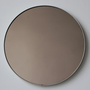 Orbis™ Round Bronze Tinted Contemporary Mirror with White Frame