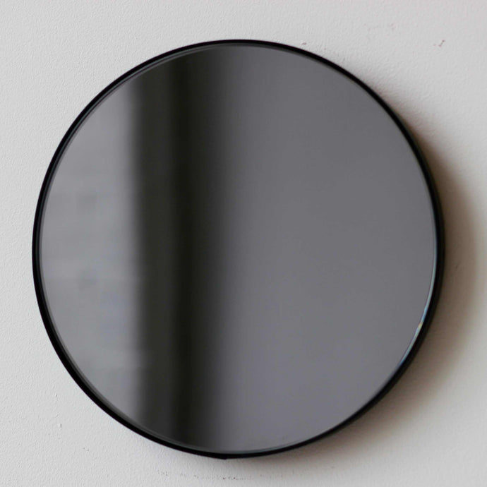 Orbis™ Round Black Tinted Contemporary Mirror with Black Frame