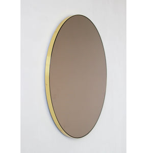 Orbis™ Bronze Tinted Round Customisable Contemporary Mirror with Brass Frame