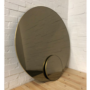 Orbis™ Bronze Tinted Round Customisable Contemporary Mirror with Brass Frame