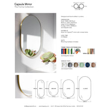 Capsula™ Suspended Capsule shaped Bathroom Mirror with a Brushed Brass Frame