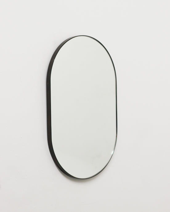 Set of 2 Bespoke Mirrors - Capsula brass frame with bronze patina finish and Quadris with bespoke RAL coloured frame