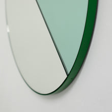 Orbis Dualis™ Mixed Tint (Green + Silver) Round Mirror with Green Frame