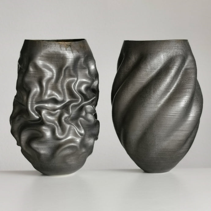 Artist's pick - Pair of Unique Ceramic Sculptures Vessels 'Water Landscapes' Objet d'Art