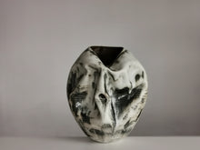White Distorted Form with Green Glaze Highlights N.74, Ceramic Sculpture, Objet D'Art