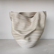 White Ribbed Undulating Form v2 N.22, Ceramic Sculpture, Objet D'Art