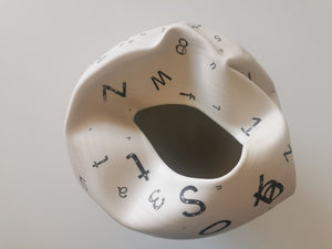 White Dehydrated Form with Letters and Numbers No.82, Ceramic Sculpture, Objet D'Art