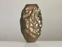 Medium Tall Golden Dehydrated Form, Unique Contemporary Ceramic Sculpture Vessel N.86