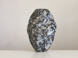 Tall Wave Form with a Blue Galaxy Glaze N.90, Medium Ceramic Sculpture, Objet D'Art