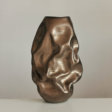 Tall Golden Crumpled Form N.97, Medium Ceramic Sculpture, Objet D'Art