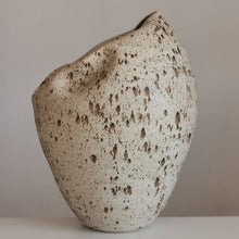 Tall Collapsed Form with White Speckled Glaze No.93, Large Ceramic Sculpture, Objet D'Art