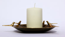 Handmade Cast Brass Dish Candle Holder with 5 Birds
