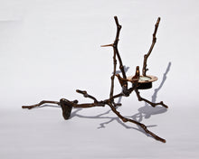 Bronze Cast Magnolia Twig Tealight Holder With Light Patina - Tall