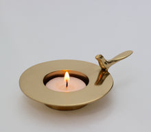 Handmade Cast Brass One Bird Tealight Candle Holder