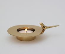 Handmade Cast Brass One Bird Tealight Candle Holder