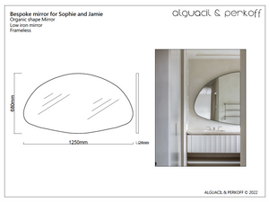 Bespoke Organic Shape™ mirror (Height 680mm x Width 1250mm x Thickness 4mm)