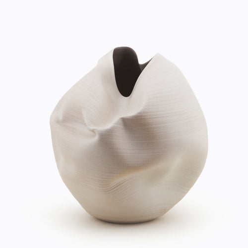 White Breath Ceramic Vase, Interior Sculpture or Vessel, Objet D'Art