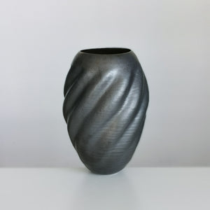 Unique Ceramic Sculpture Vessel Black Wave Form N.55, Objet d'Art