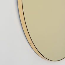 20% off Ready to Ship - Orbis Round Gold Tinted Contemporary Mirror with a Brass Frame
