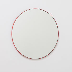 Orbis™ Round Mirror with Lively Red Frame