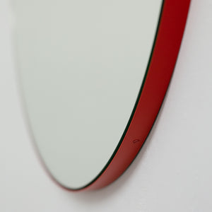 Orbis™ Round Modern Mirror with Lively Red Frame